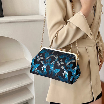 Vintage Embroidered Chain Clutch Handbag
