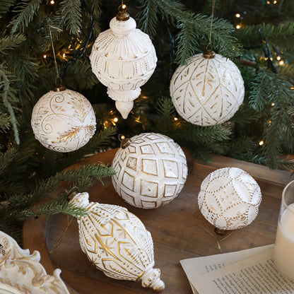 White & Gold Christmas Bauble Ornament