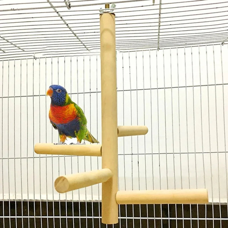 4 Layer Wooden Parrot Swing Ladder Toy