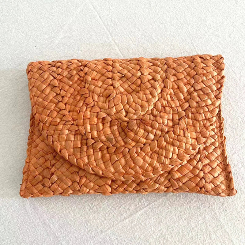 Women’s Handwoven Straw Envelope Clutch Bag