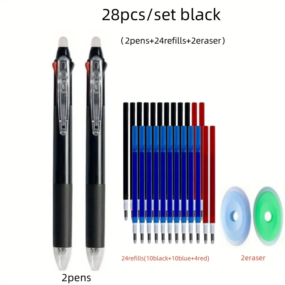 3 in 1 Multicolor Pen Set 0.5mm Black/Blue/Red Magic Ink Refill