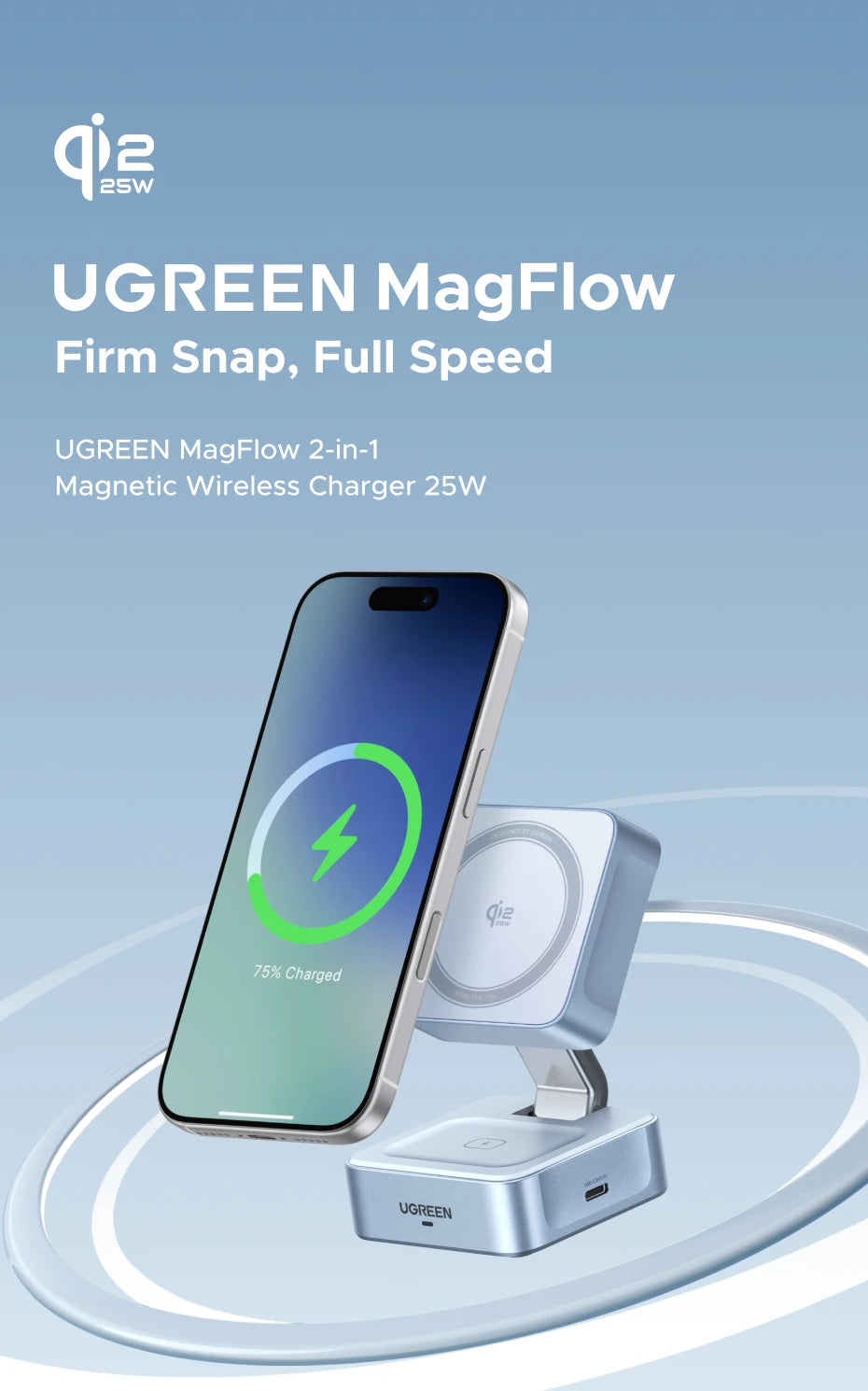 Qi2 2-in-1 Magnetic Wireless Charger Stand