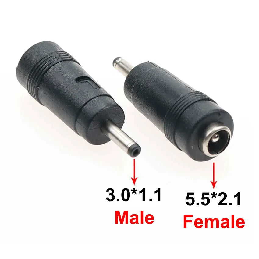 DC 5.5×2.1mm Female to Male Power Adapter Plug Set