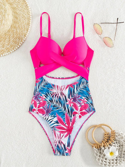 Cikini-Women's Tropical Print Cut Out