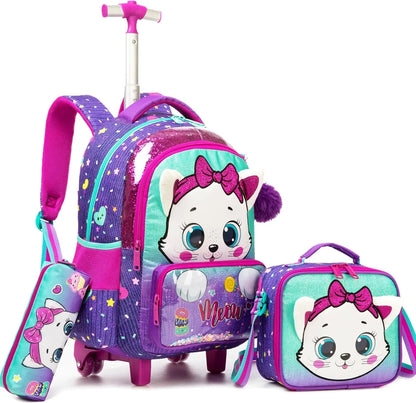 Kids Rolling School Backpack Set