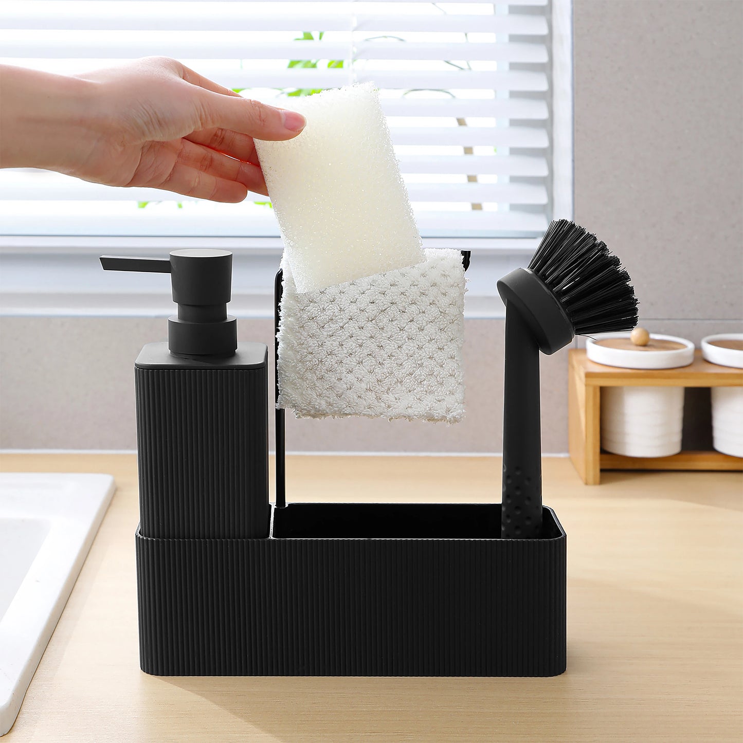 Matte Black Kitchen Soap Dispenser Set