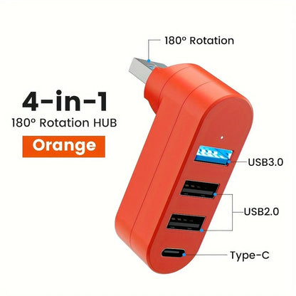 Compact 180° Rotating USB 3.0 Splitter for Laptops & PCs