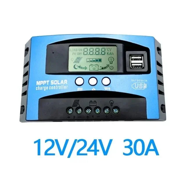 MPPT Solar Charge Controller – 12V/24V LCD Solar Battery Regulator