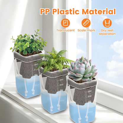 12-Pack Self Watering Planter Pots with Cotton Wicks