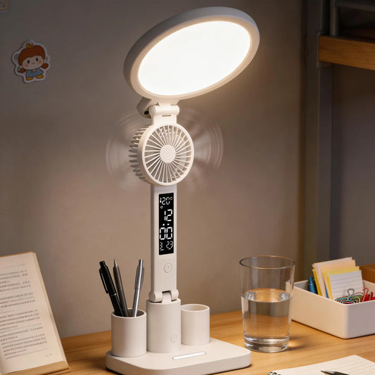 LED Desk Lamp with Fan – Adjustable Brightness & Color Temperature