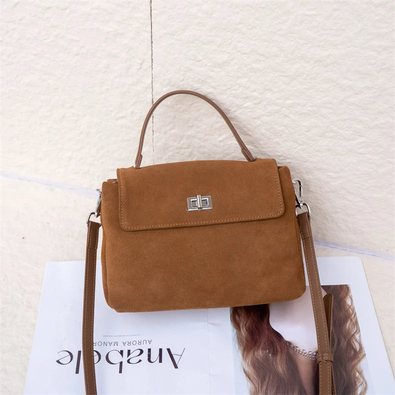 Women’s Suede Leather Flap Shoulder & Crossbody Bag