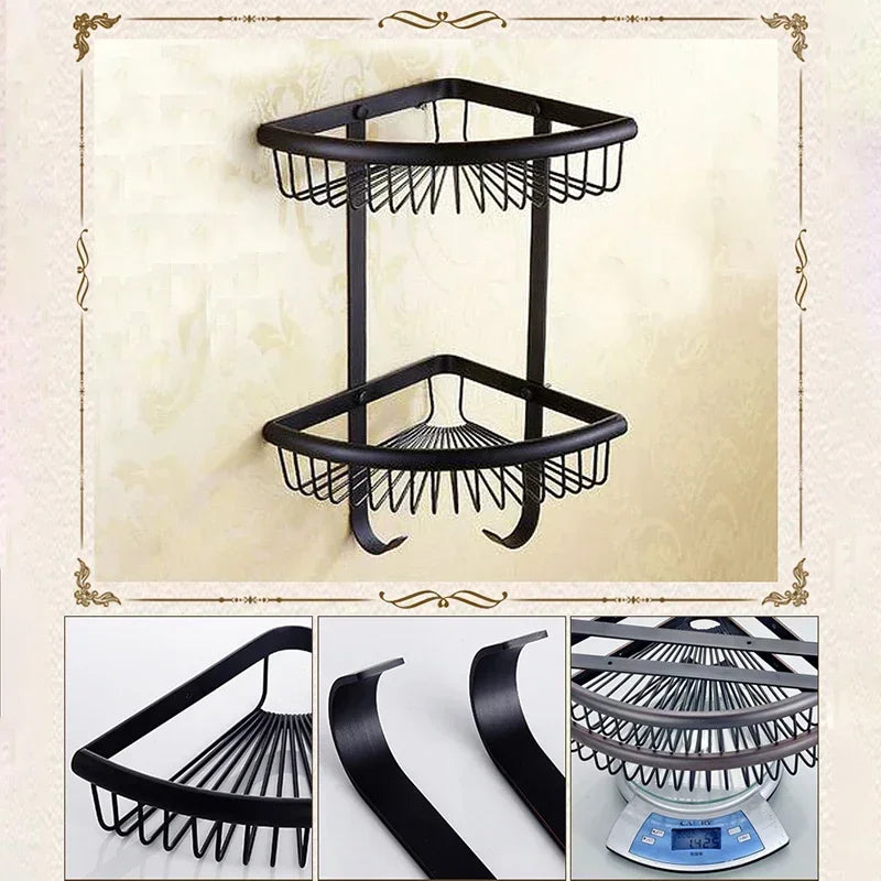 Black Bronze Carved Bathroom Hardware Accessories Set