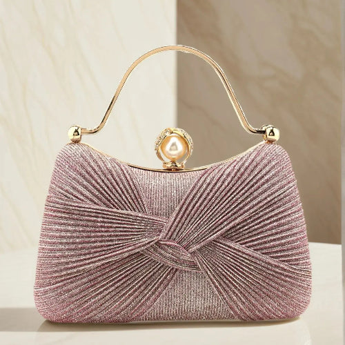 Bow Ruched Evening Clutch Bag