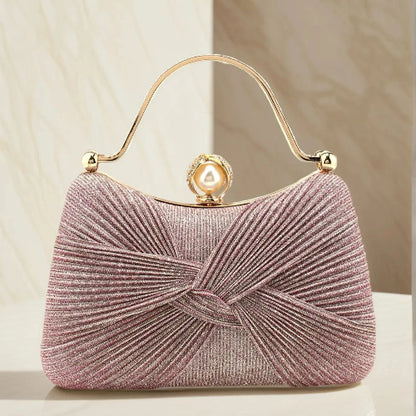 Bow Ruched Evening Clutch Bag