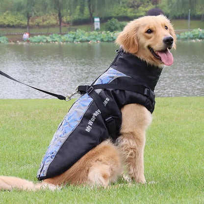Reflective Winter Dog Coat with Faux Fur Collar for Large Dogs