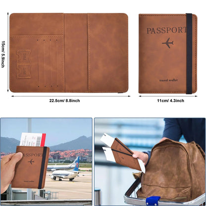 PU Leather Passport Cover and Travel Document Organizer