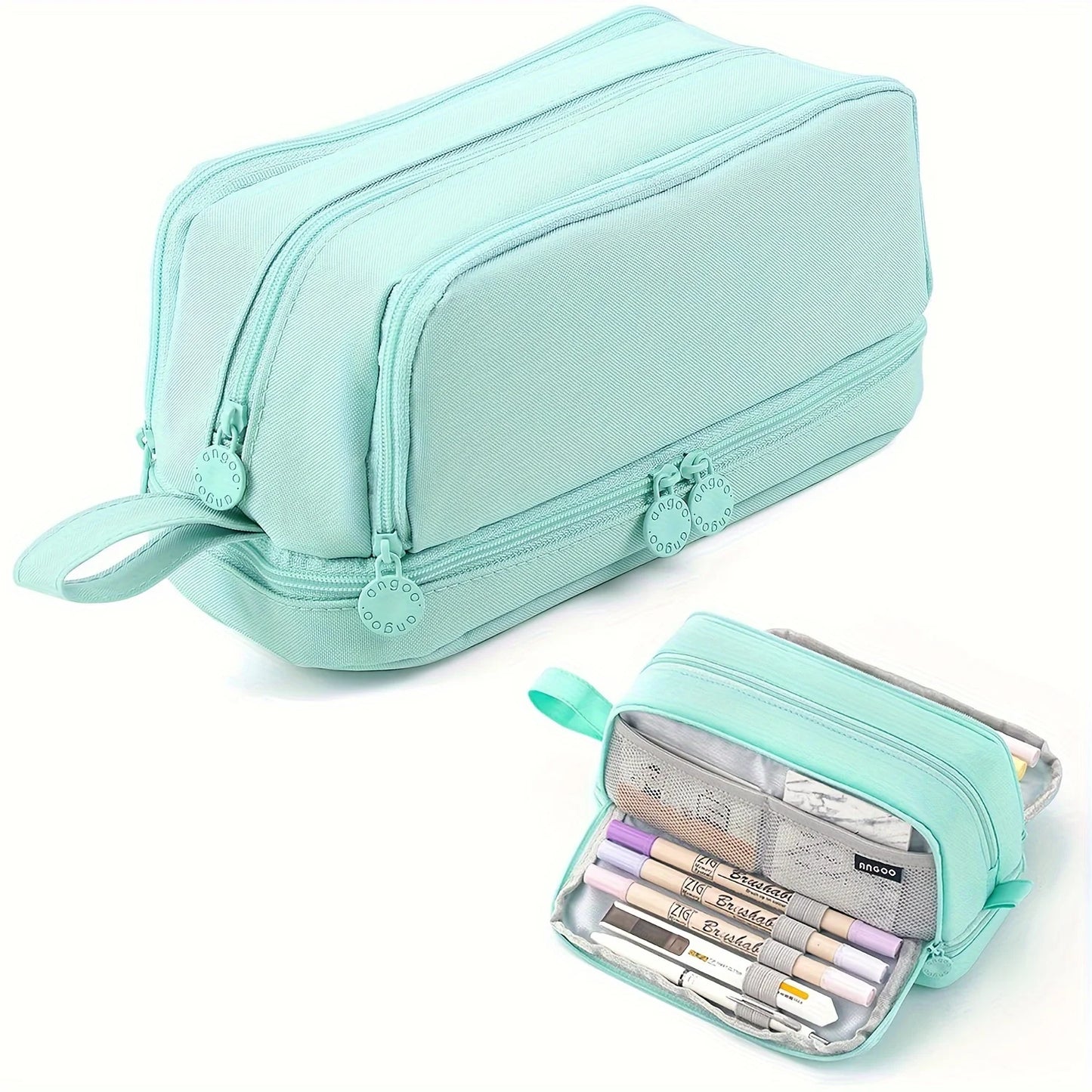 Large Capacity 4-Compartment Pencil Case Organizer