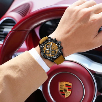 Men's Leather Quartz Chronograph Watch