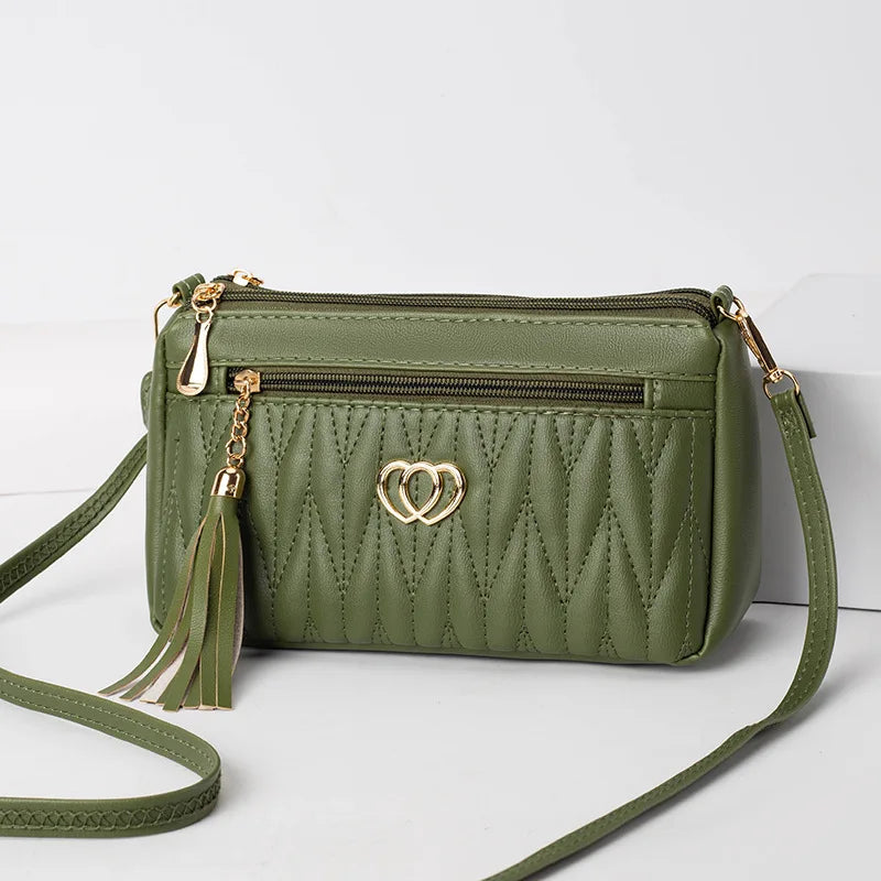 Quilted Handbag with Tassel & Phone Wallet Storage