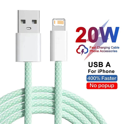 20W Braided Lightning Charging Cable with Reinforced Nylon Weave