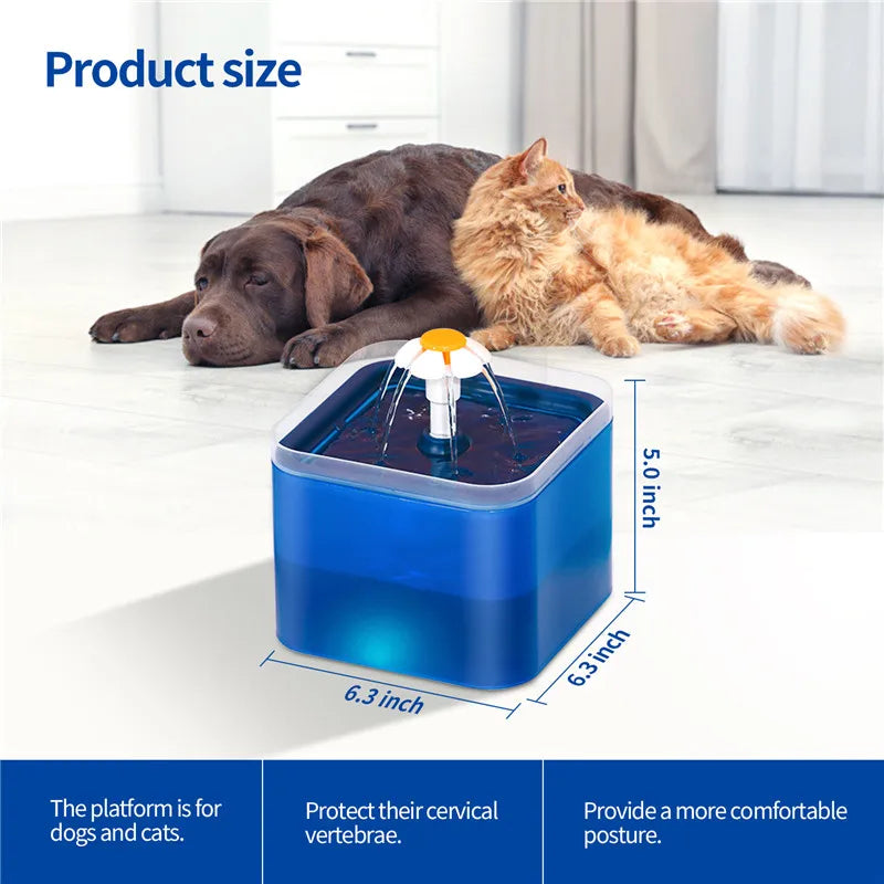 USB Pet Drinking Fountain with LED Water Level Display