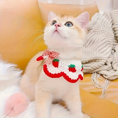 Strawberry Plaid Pet Ruffle Bib
