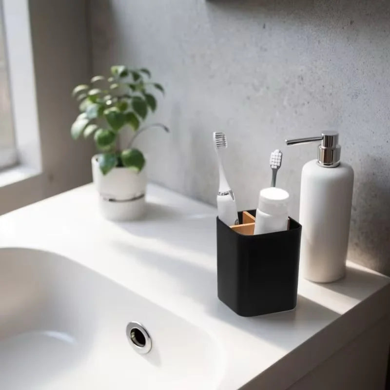 Three-Compartment Bathroom Toothbrush Organizer