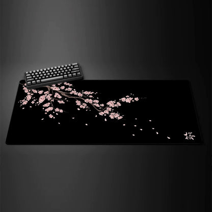 Black Sakura Extended Gaming Mouse Pad