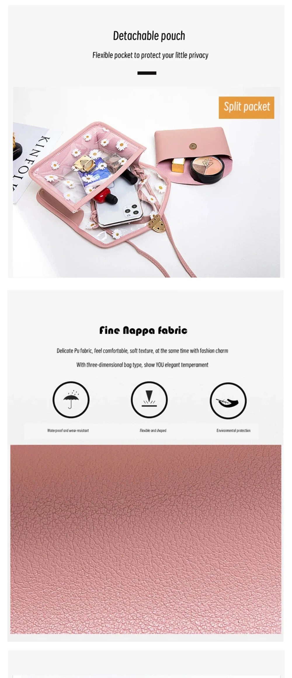 Women’s Transparent Floral Crossbody Shoulder Bag