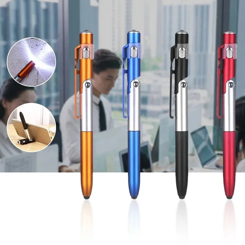 4-in-1 Multifunction Ballpoint Pen with LED Light & Phone Stand