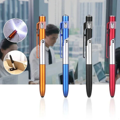 4-in-1 Multifunction Ballpoint Pen with LED Light & Phone Stand