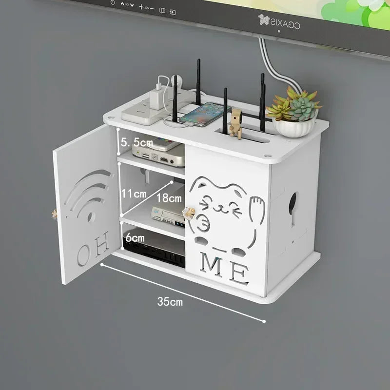 Wall Mounted WiFi Router & Cable Organizer Shelf
