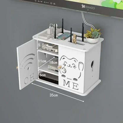 Wall Mounted WiFi Router & Cable Organizer Shelf