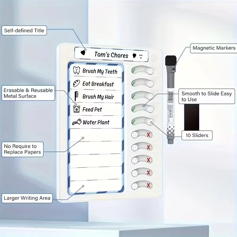 Magnetic Reusable Chore & To-Do List Whiteboard