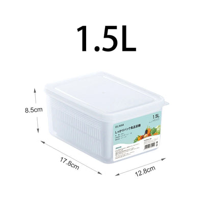 Refrigerator Storage Container with Drain Basket & Lid