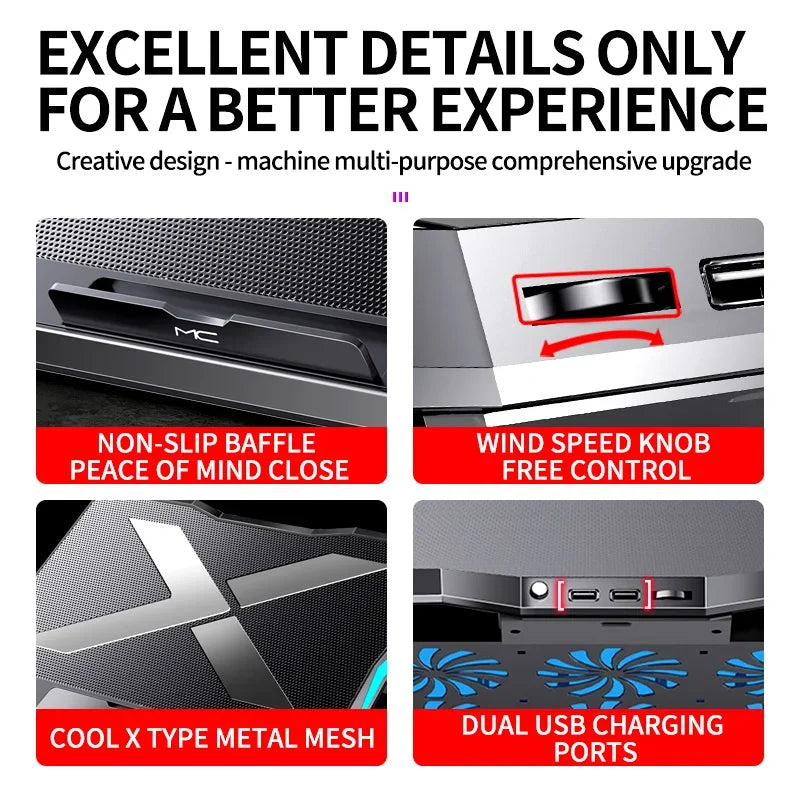 Q3 Six-Fan Gaming Laptop Cooling Pad