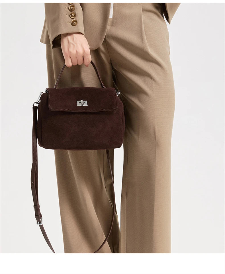 Women’s Suede Leather Flap Shoulder & Crossbody Bag