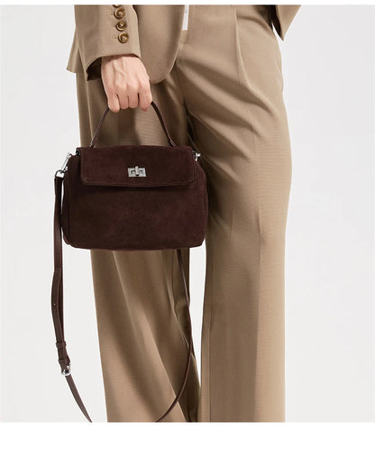 Women’s Suede Leather Flap Shoulder & Crossbody Bag