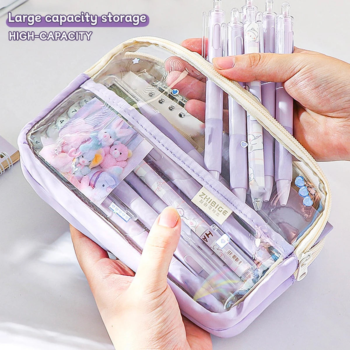Transparent Four-Layer Pencil Bag