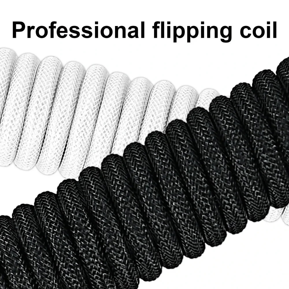 3M Coiled USB-C Mechanical Keyboard Cable – Detachable Aviator Connector