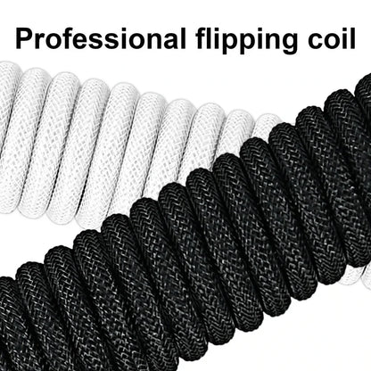 3M Coiled USB-C Mechanical Keyboard Cable – Detachable Aviator Connector