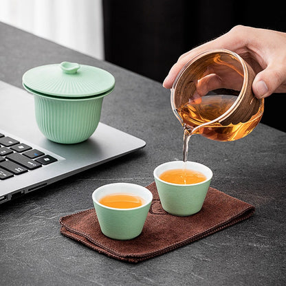Portable Ceramic Travel Kung Fu Tea Set