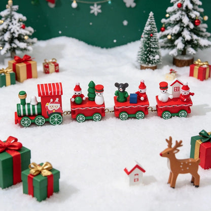Painted Wooden Christmas Train Ornament