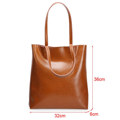 SMILEY SUNSHINE Large Genuine Cowhide Leather Tote Bag