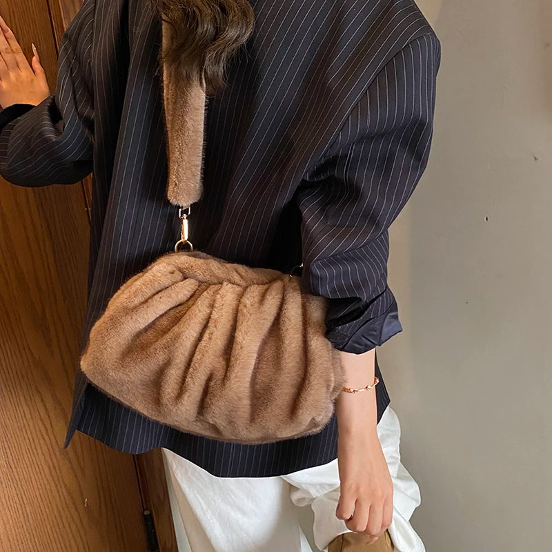 Women’s Faux Fur Cloud Shoulder Bag