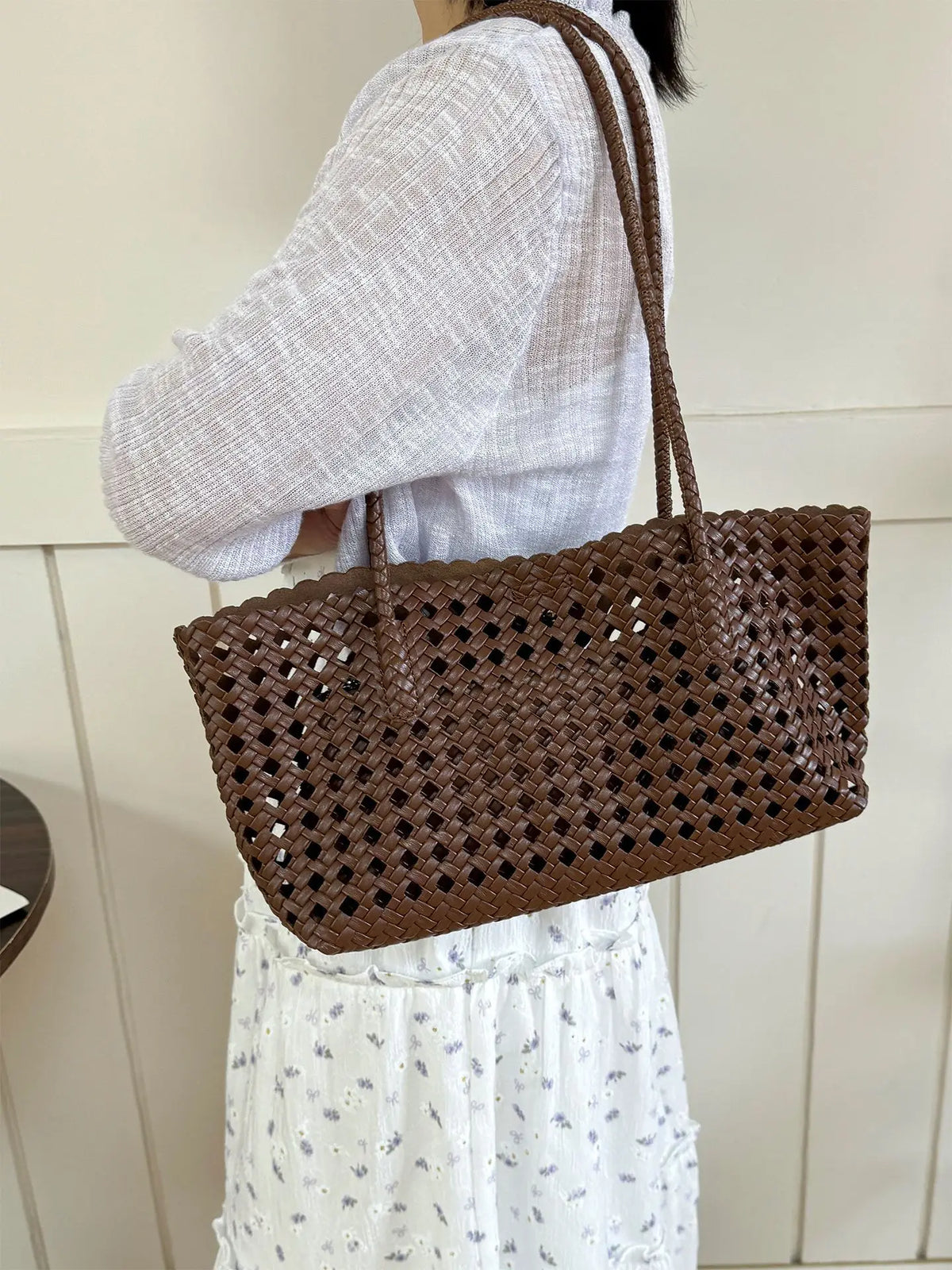 Women’s Hollow-Out Woven Tote Bag