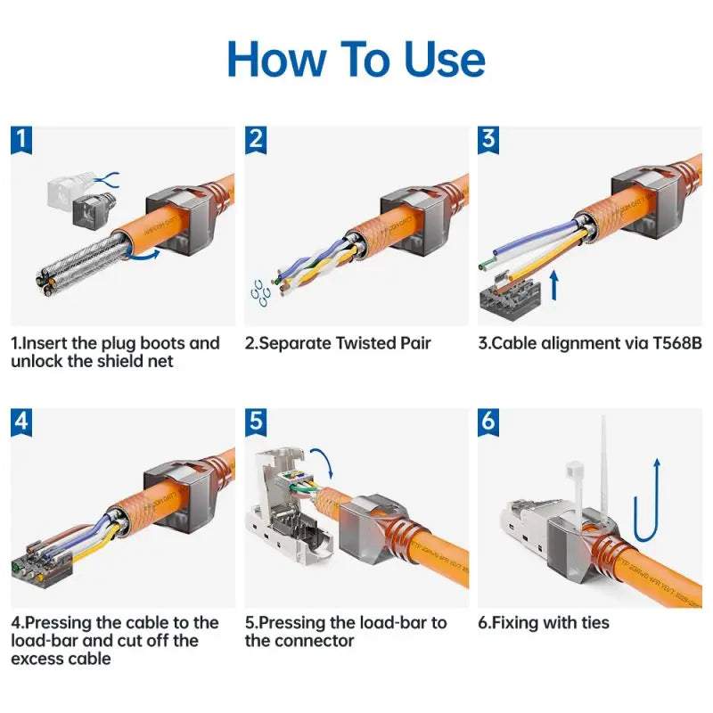 CAT6A CAT7 Shielded RJ45 Ethernet Plug