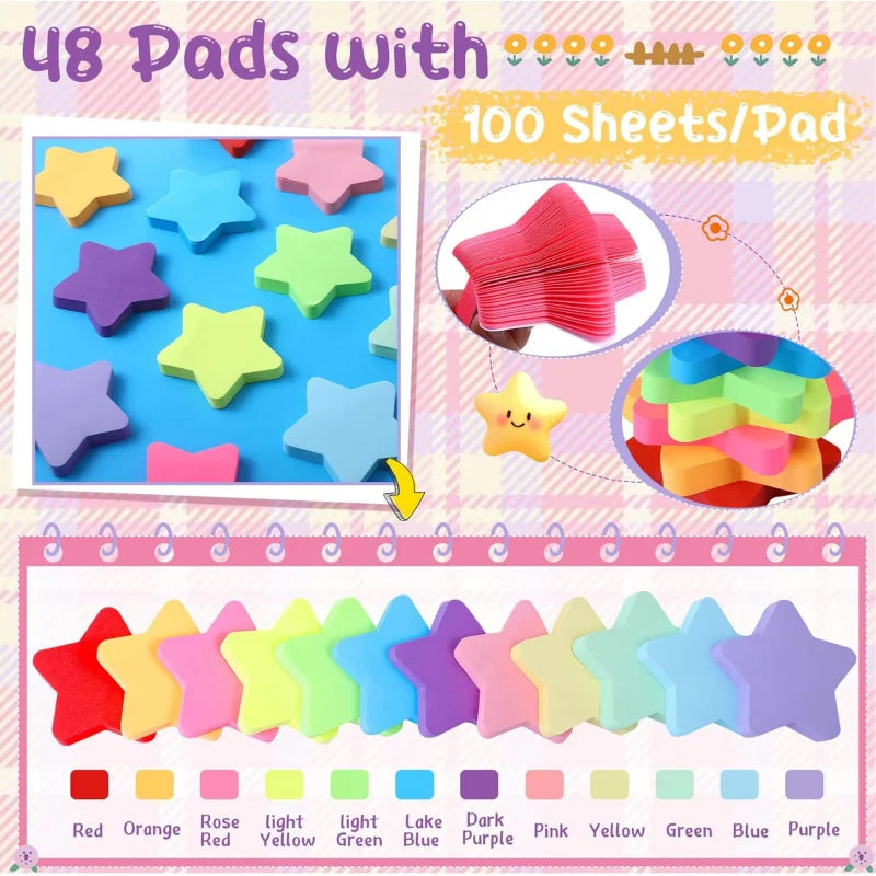 Colorful Star Sticky Notes Memo Pad Set