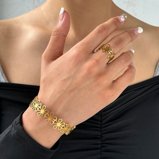 Stainless Steel Bracelet & Ring Set