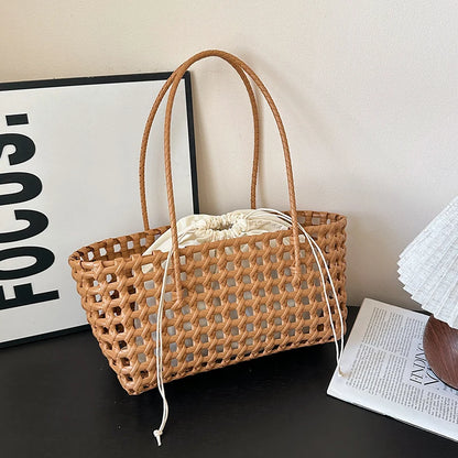 Handwoven Straw Tote Shoulder Bag